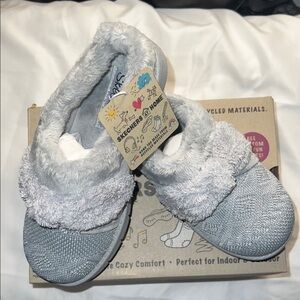 Skechers Gray Fuzzy Slippers